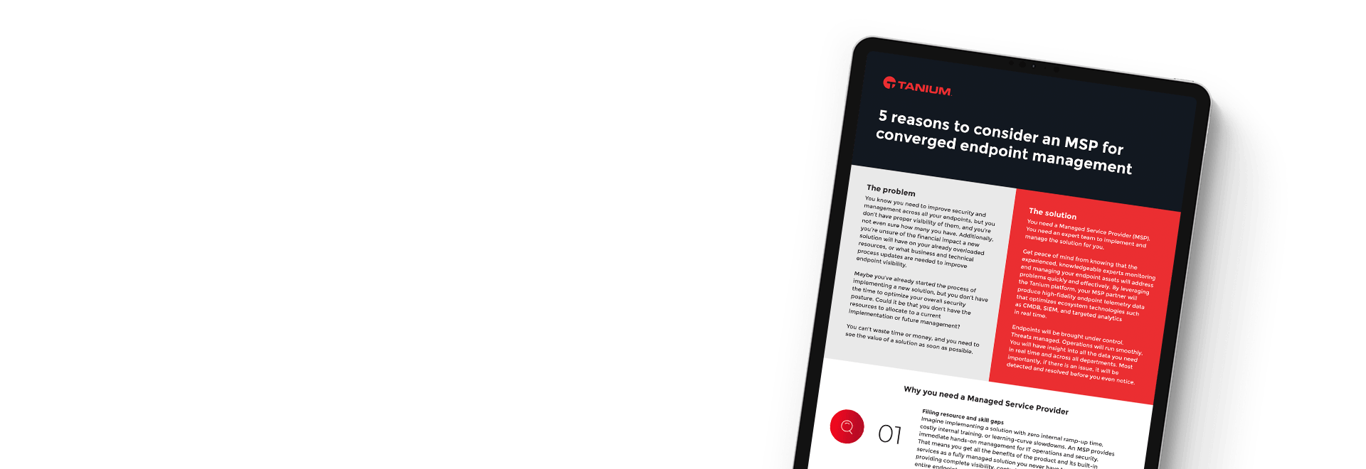 Tablet showing 5 reasons to consider an MSP for converged endpoint management