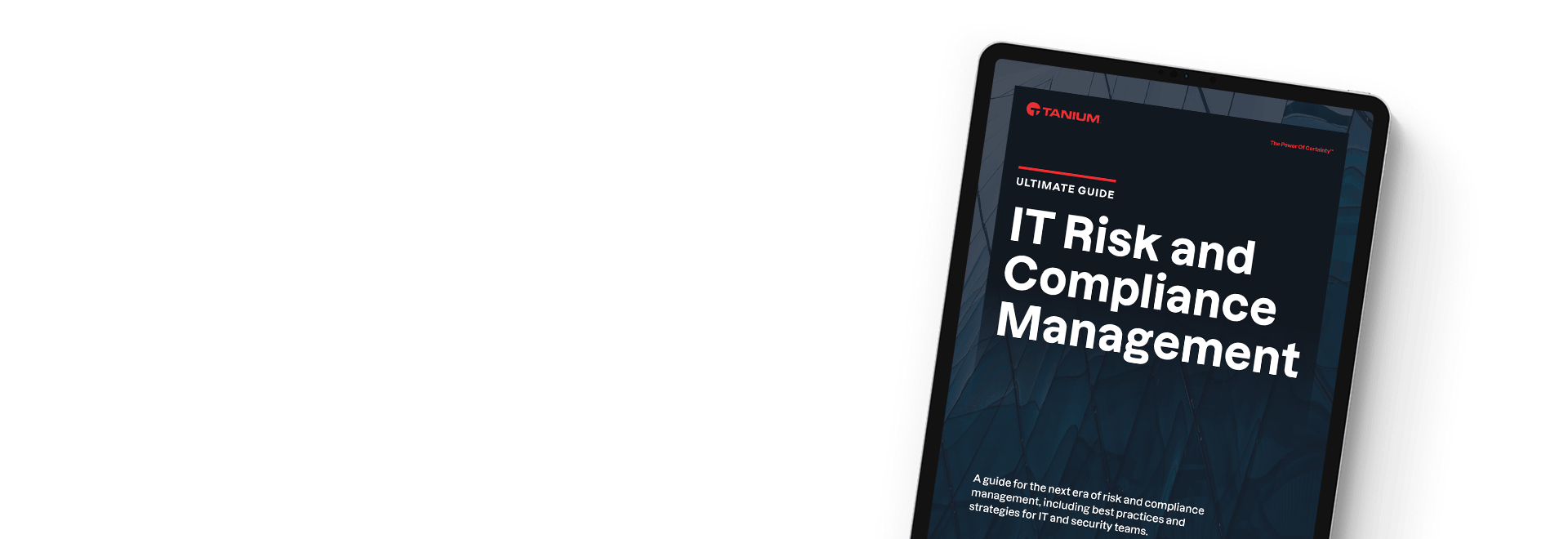 Ultimate Guide to IT Risk and Compliance Management whitepaper on tablet
