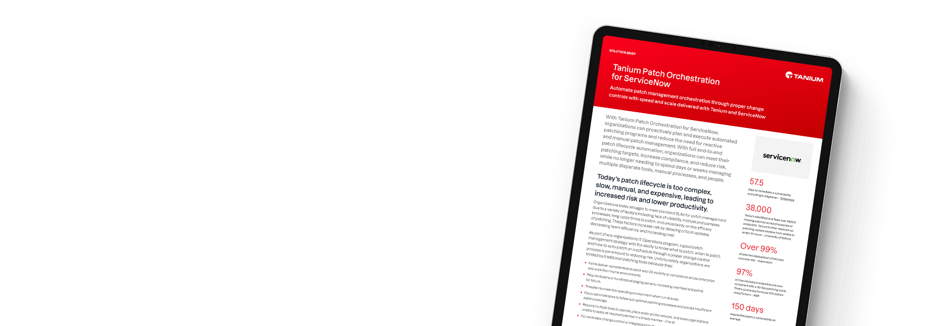 Tanium Patch Orchestration for ServiceNow solution brief