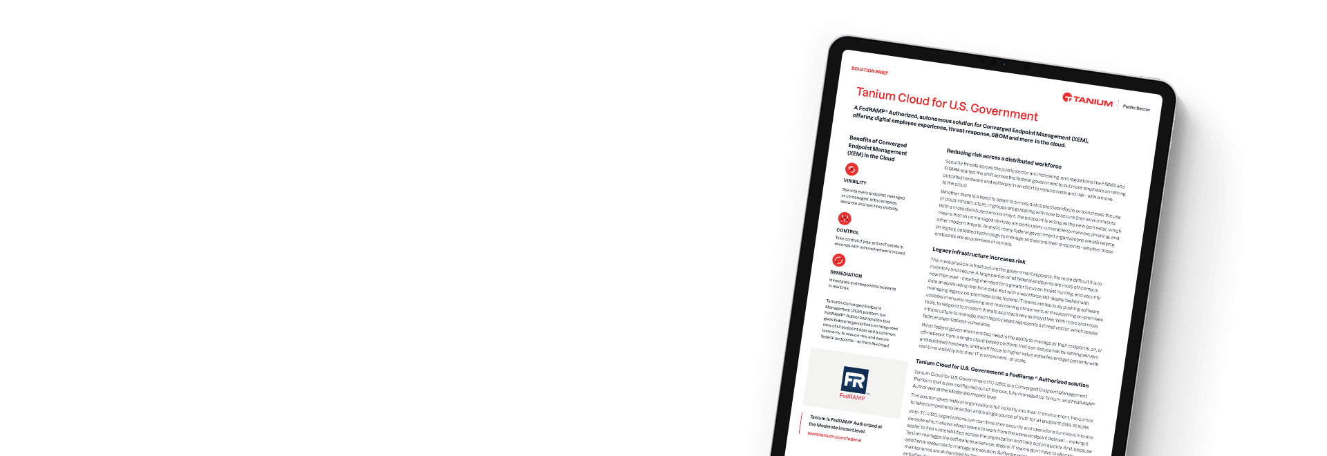 Tanium Live UI for ServiceNow datasheet on tablet