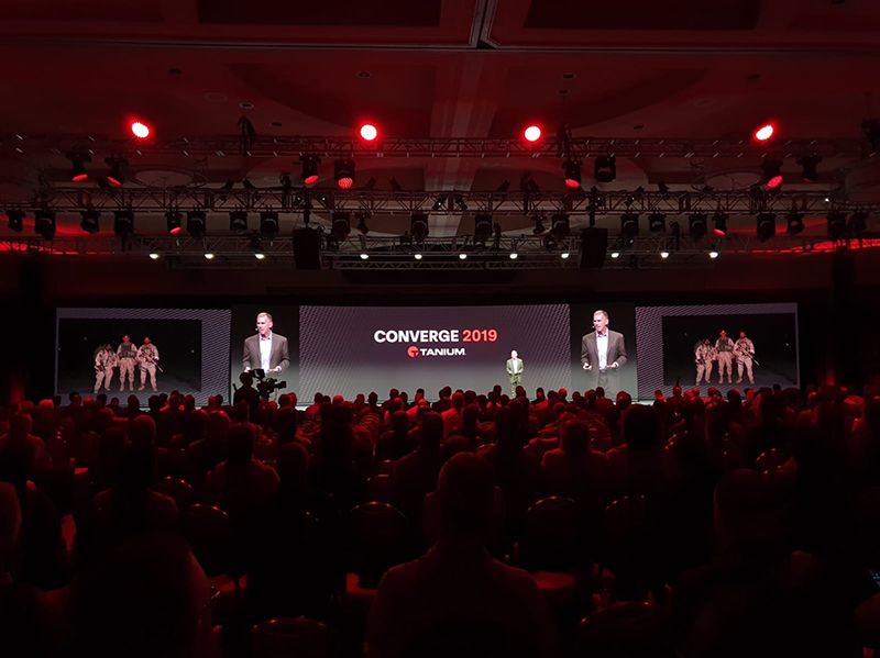 CONVERGE 2019 Tanium conference main stage with speakers and full audience