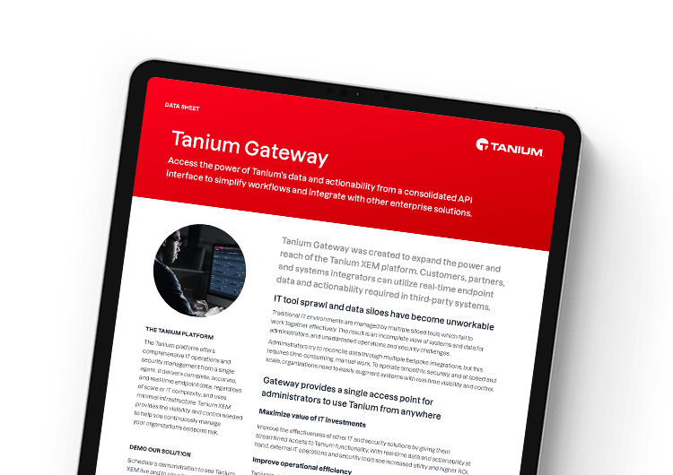 Mobile featured image. Tanium Gateway data sheet
