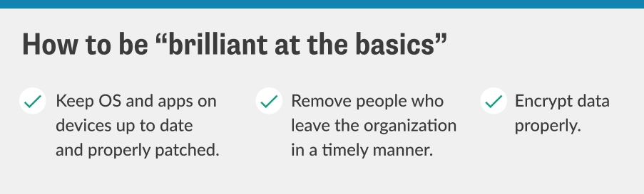 Definition box listing fundamentals of brilliant security basics