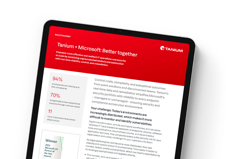 Mobile featured image. Tanium and Microsoft integration brief