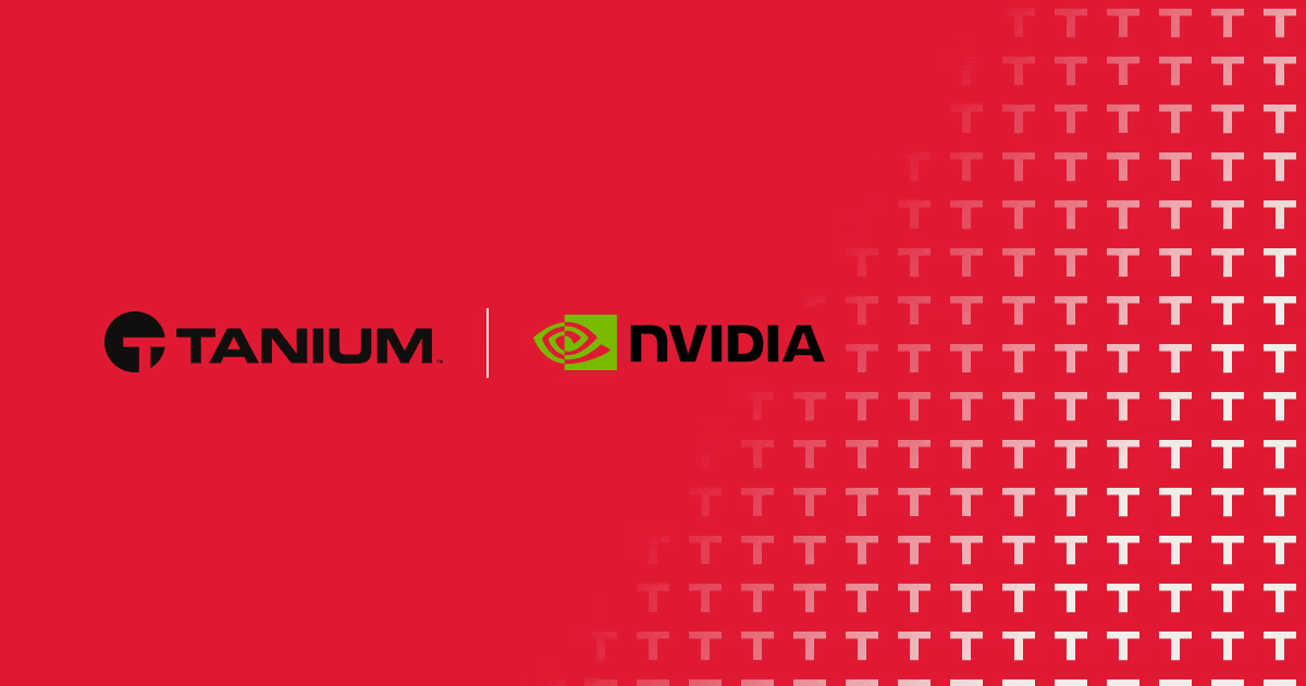 Tanium and NVIDIA logos on a red background