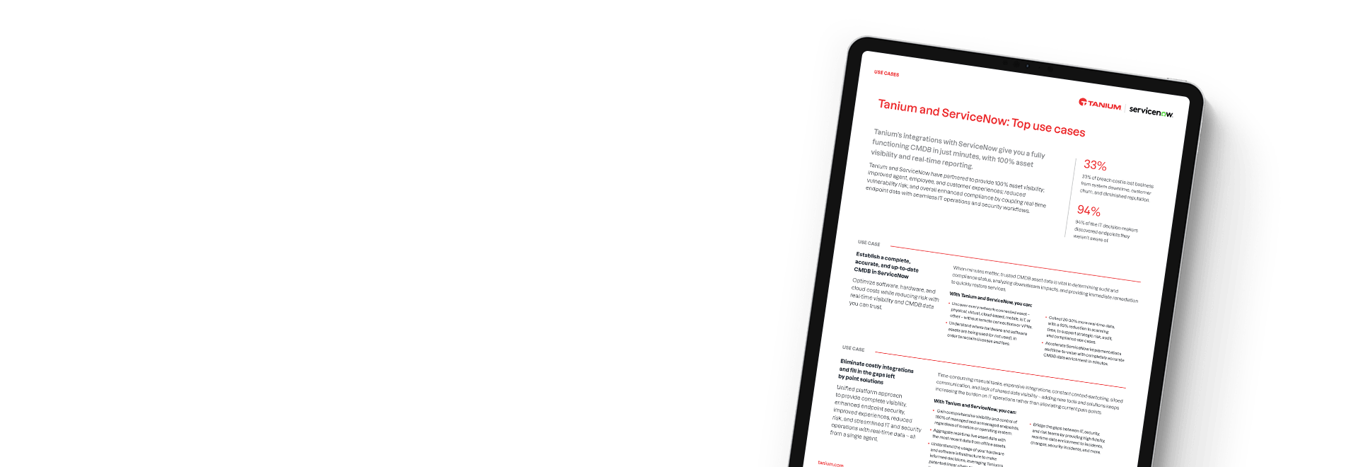 Tanium and ServiceNow top use cases guide
