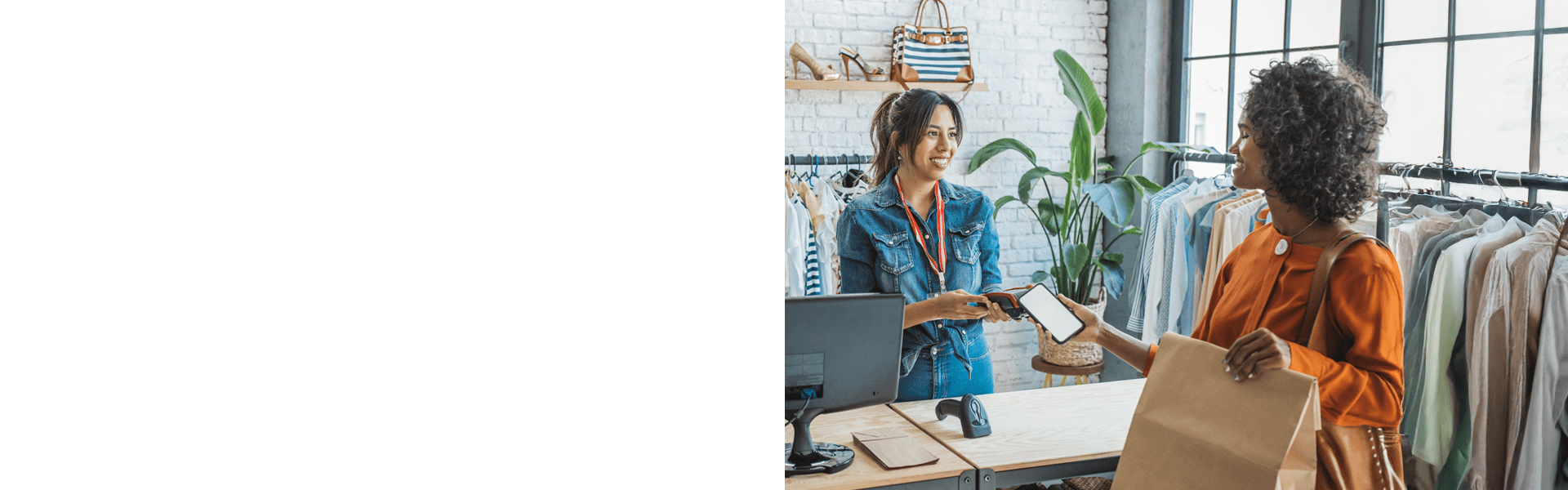 Retail environment with shoppers and staff