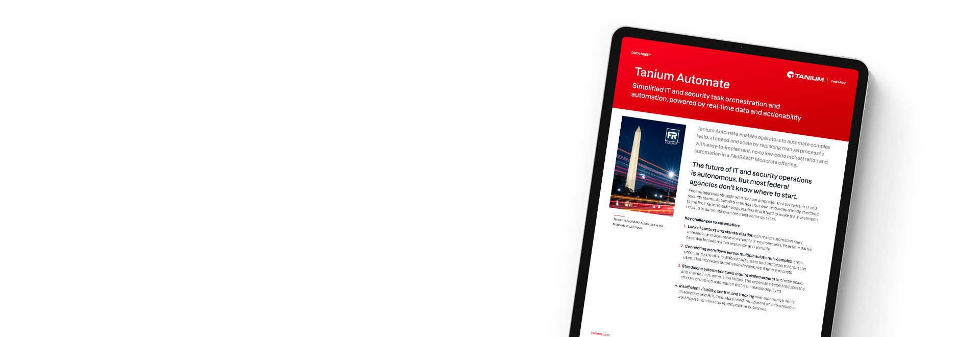 Tanium Automate for federal agencies document on tablet