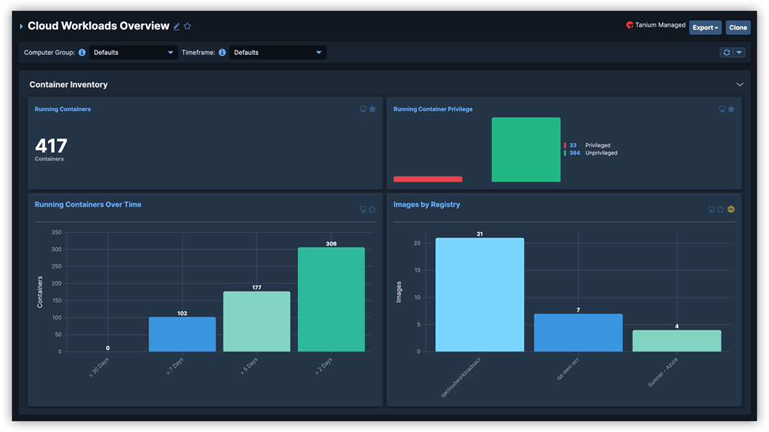 Visibility of images and runtime containers