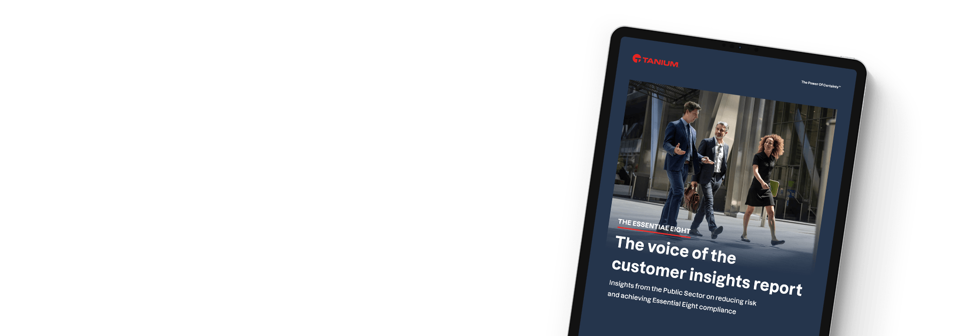 The Essential Eight voice of the customer insights report on tablet