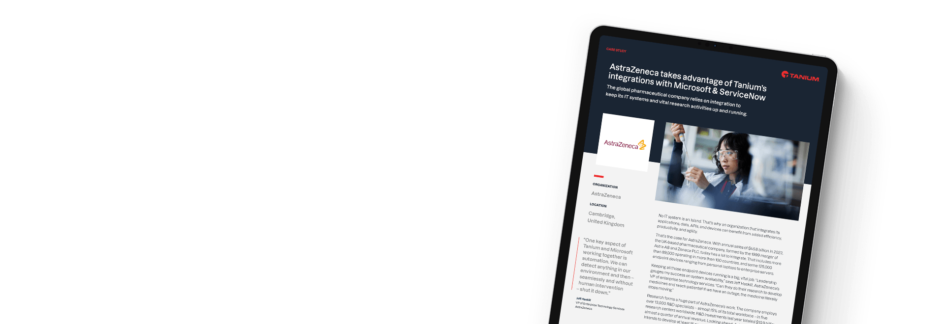 AstraZeneca case study using Tanium with Microsoft and ServiceNow