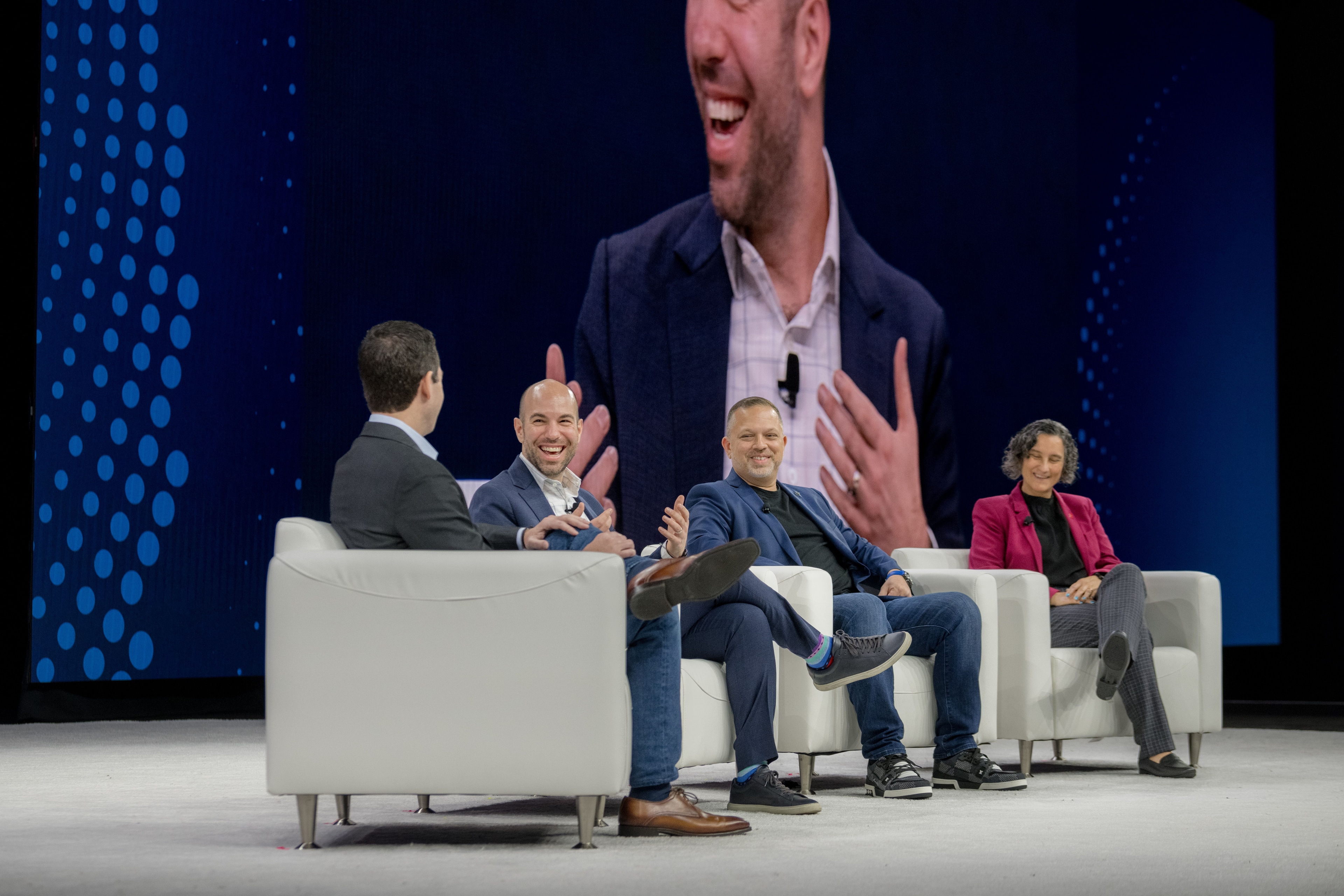 Image of Tanium Chief Customer Officer Charles Ross, City of Boston CISO Greg McCarthy, SAP VP of Managed Cloud Services for the Intelligent Spend Business Network Adam Levinson, and Scotiabank VP of Security Engineering and Deployment Vicky Laurens