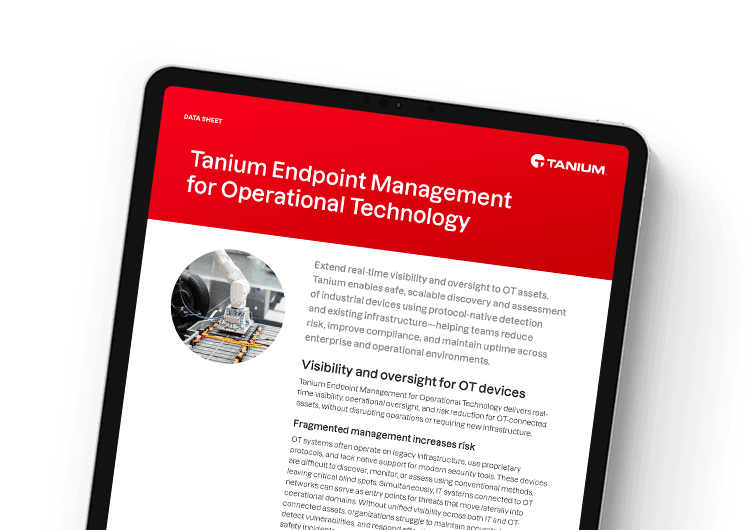Featured Mobile image: Tanium Endpoint Management for OT data sheet
