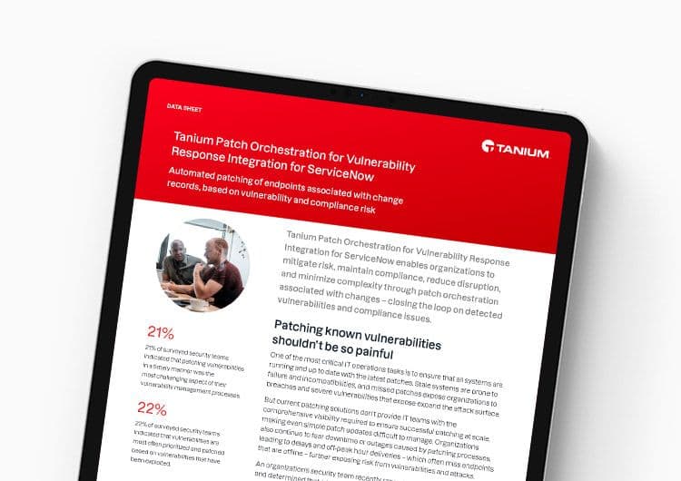 Tanium Patch Orchestration for Vulnerability Response Integration for ServiceNow