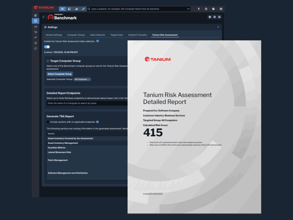 Figure 1: Tanium Benchmark and Tanium Risk Assessment cover page
