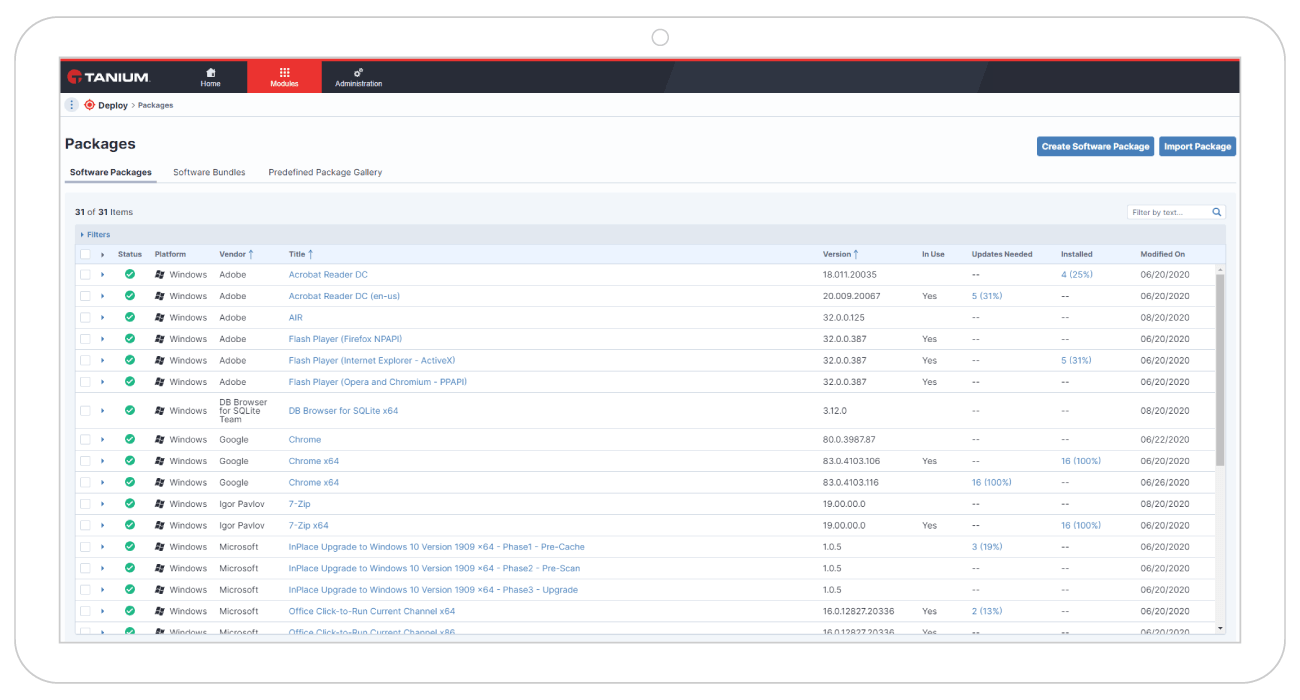 Software package management workbench