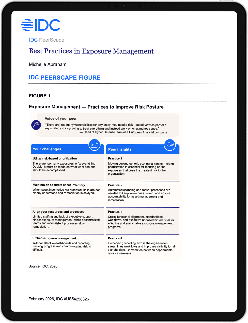 IDC PeerScape Best Practices in Exposure Management report mobile graphic