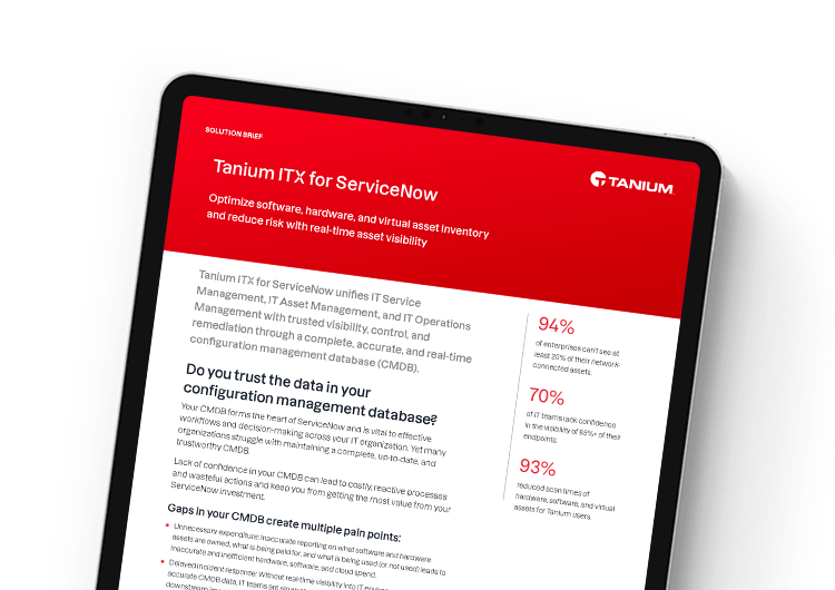 Mobile featured image. Tanium ITX for ServiceNow solution brief