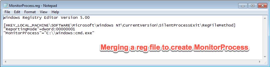 Windows Registry Editor showing registry merge file creation process
