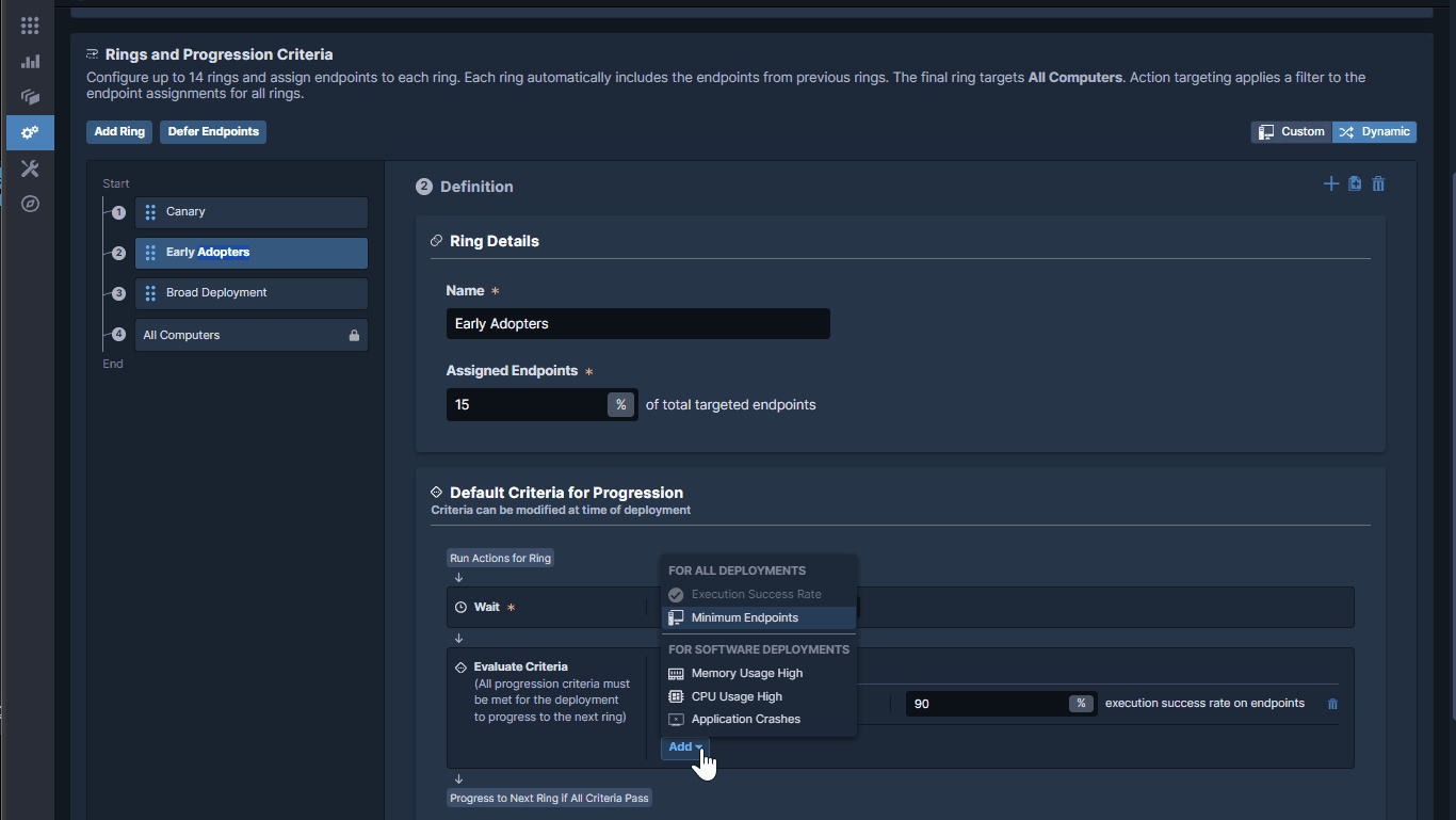 A screenshot of a Tanium Deployment Plan template