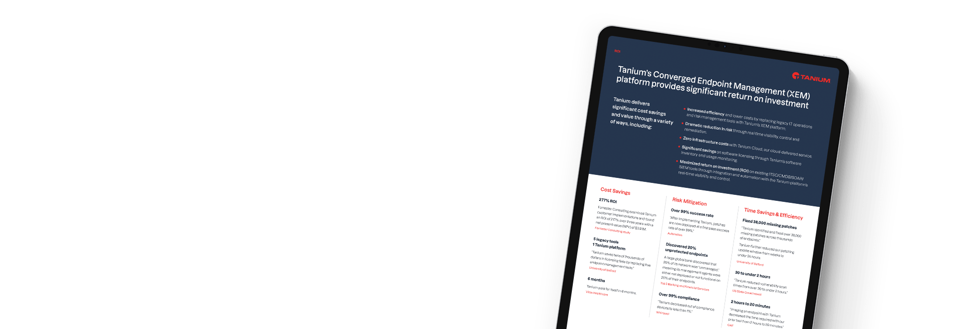 Tanium ROI Calculator hero image with gradient background