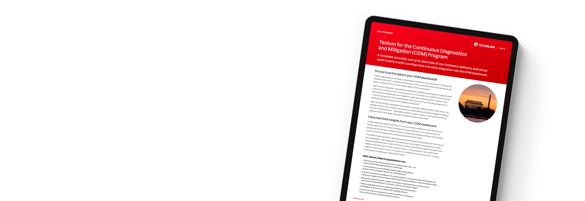 Tanium for Continuous Diagnostics and Mitigation CDM program solution brief