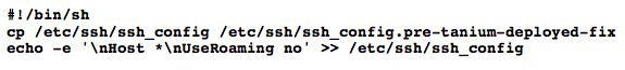 Shell script for backing up and patching SSH configuration to disable user roaming