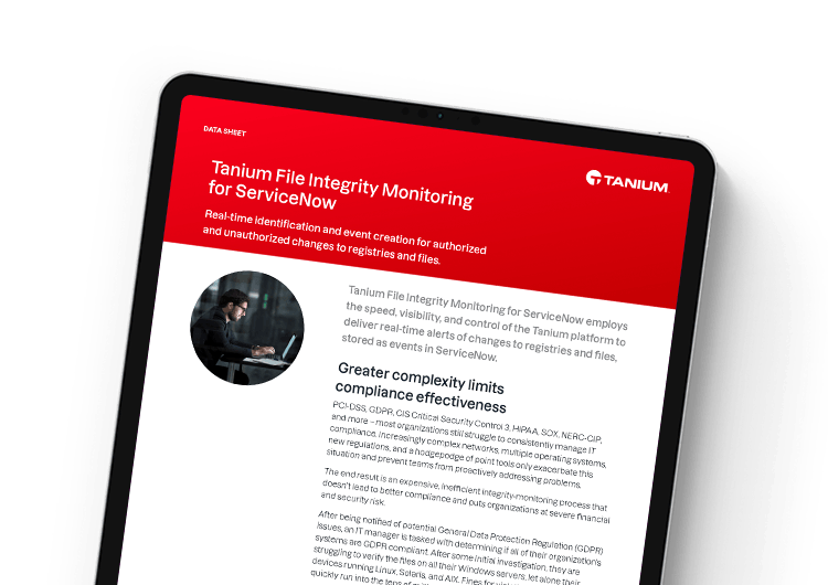 Mobile featured image: Tanium File Integrity Monitoring for ServiceNow