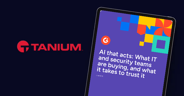 G2 research report cover: AI that acts, prepared by G2 AI Custom Research for Tanium
