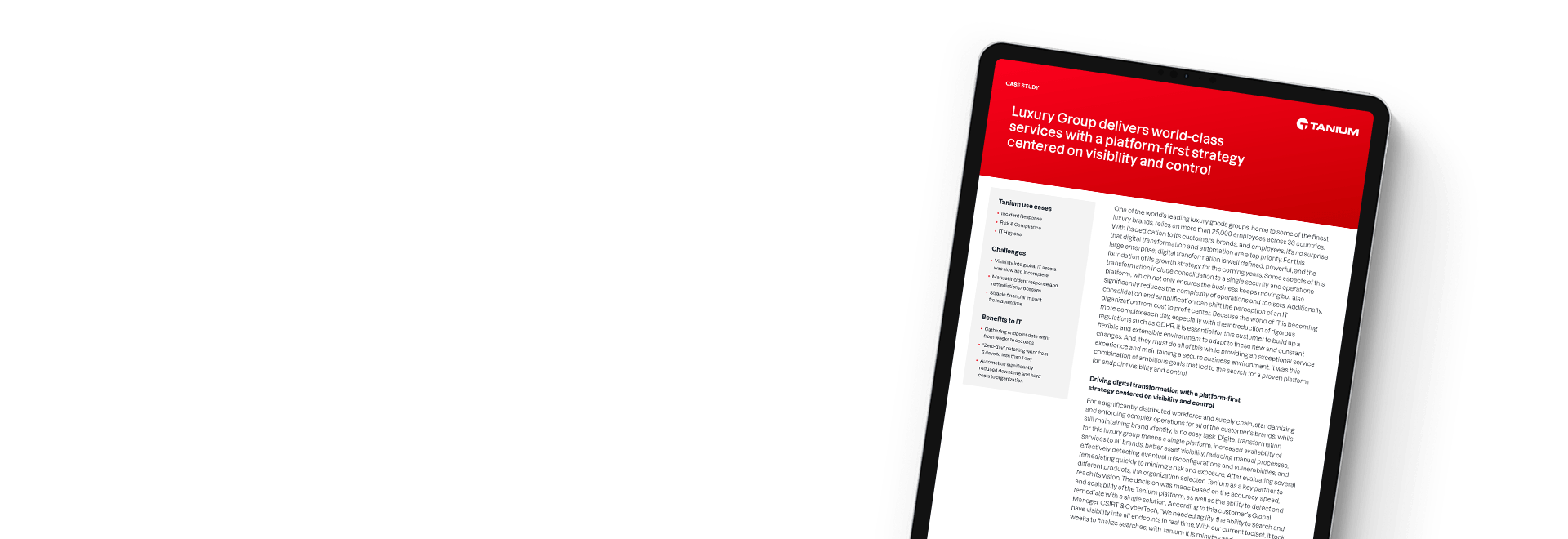 Document preview of "Luxury Group delivers world-class retail services with Tanium" case study