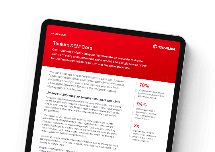 Mobile featured image. Tanium XEM Core solution brief