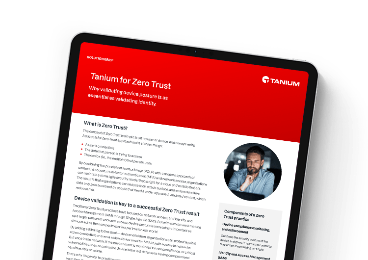 mobile featured image. Tanium for Zero Trust solution brief