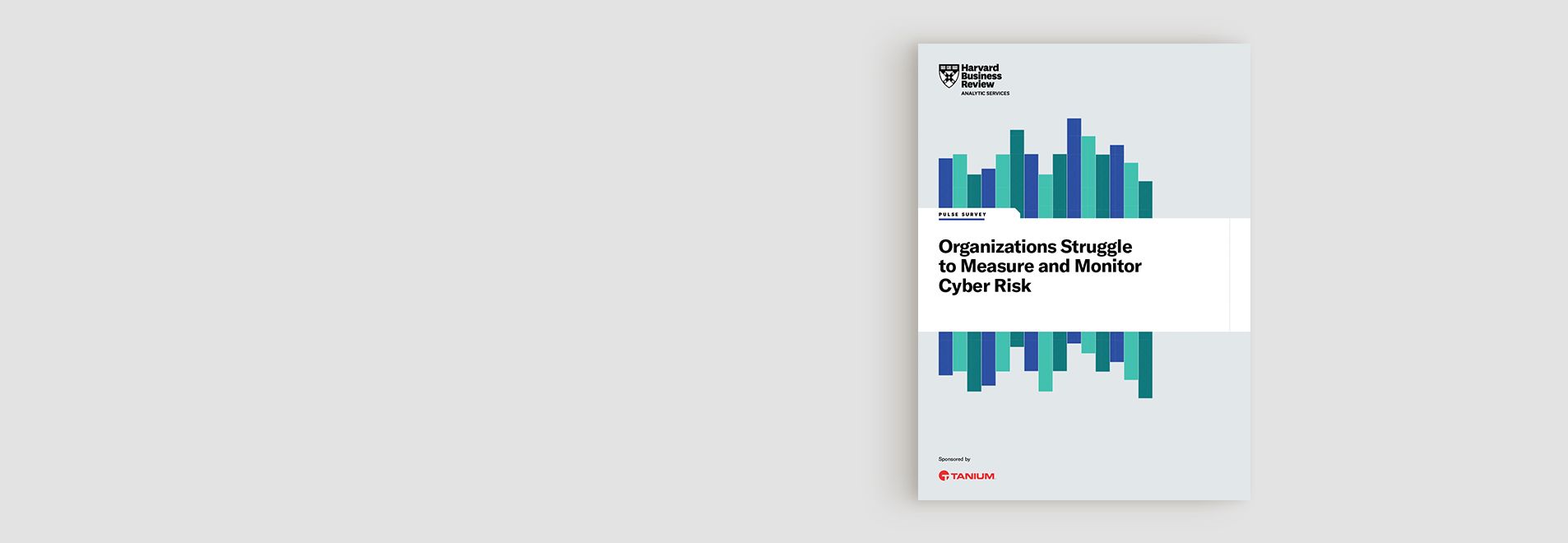 Harvard Business Review report cover showing "Organizations struggle to measure and monitor cyber risk" with bar charts