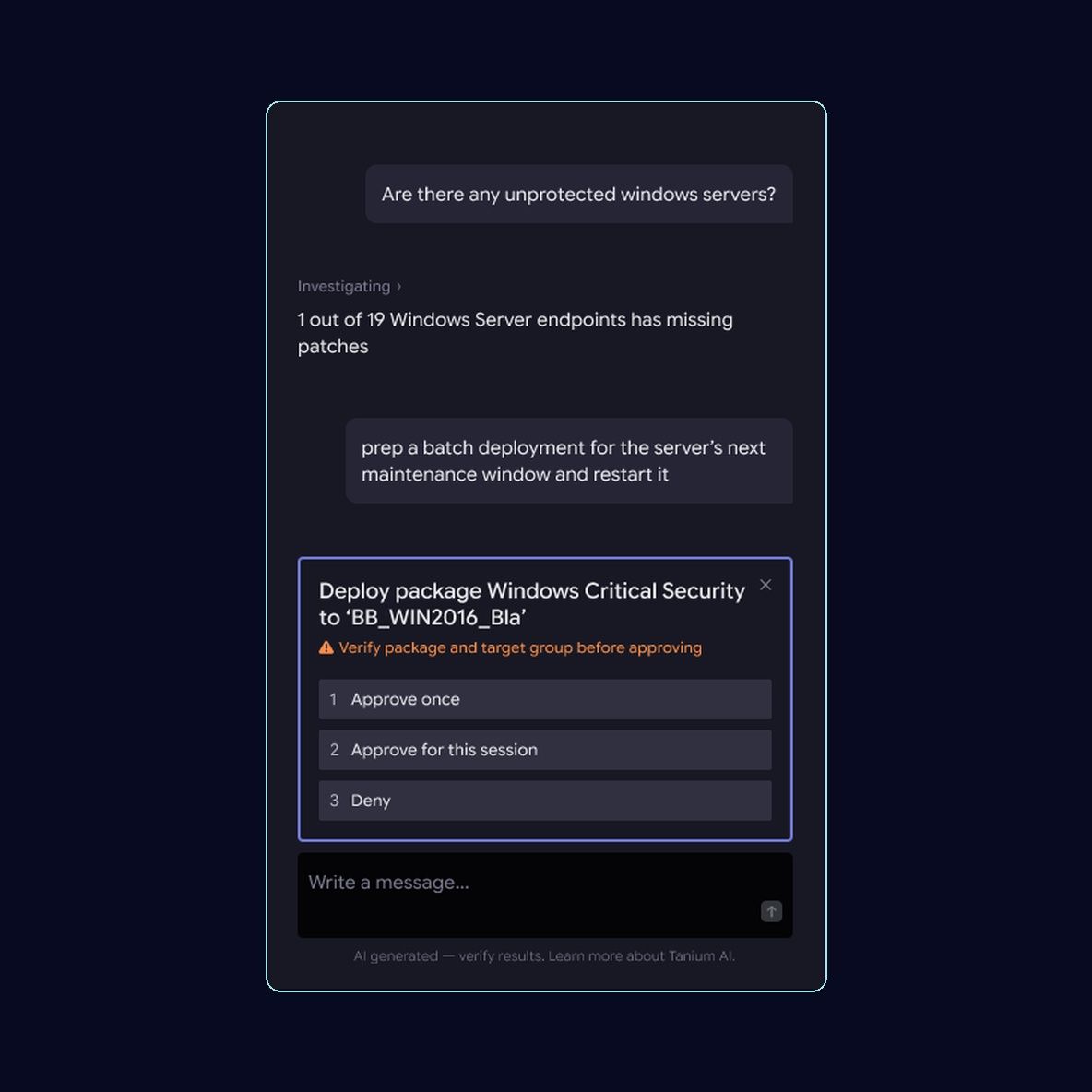 Tanium Atlas — governed, approval-gated action on the endpoint
