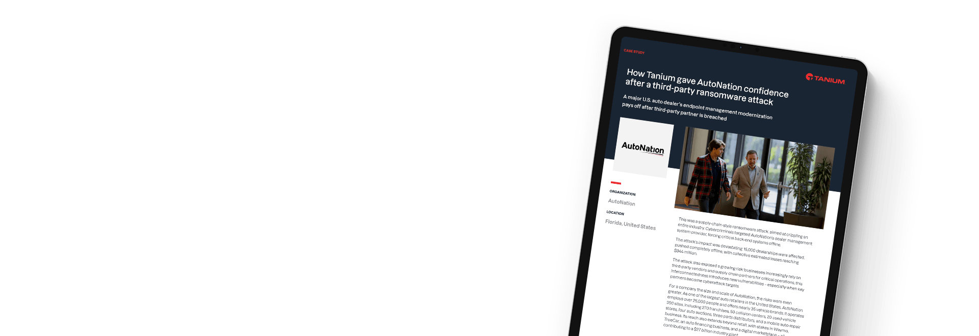 Document preview of "How Tanium gave AutoNation confidence after a third-party ransomware attack" case study