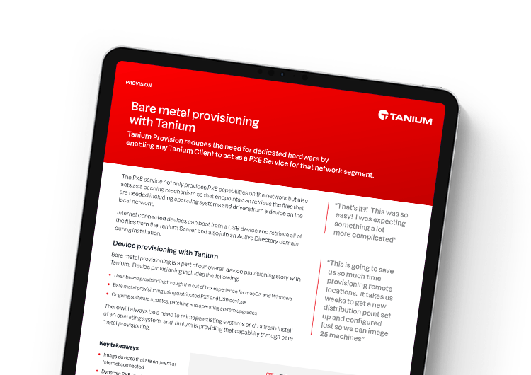 Bare metal provisioning with Tanium