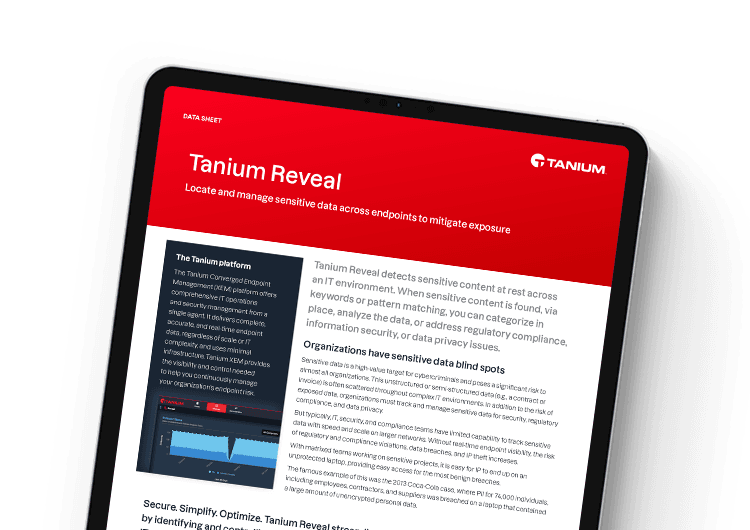 Mobile featured image: Tanium Reveal data sheet