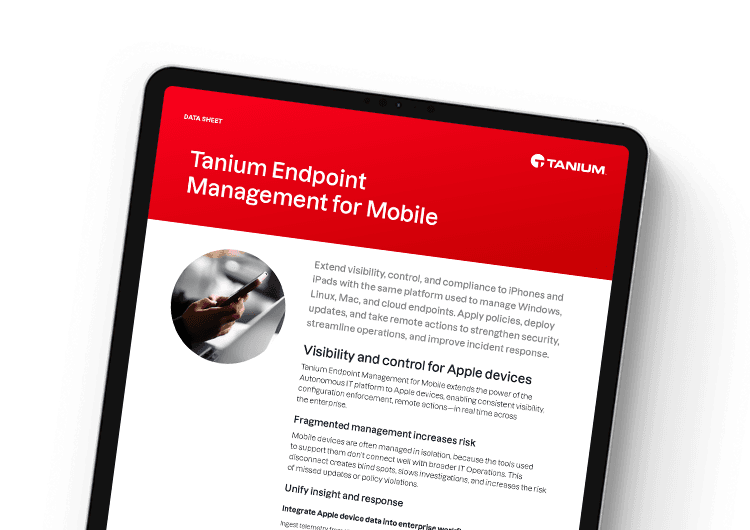 Featured mobile image: Tanium Endpoint Management for Mobile data sheet