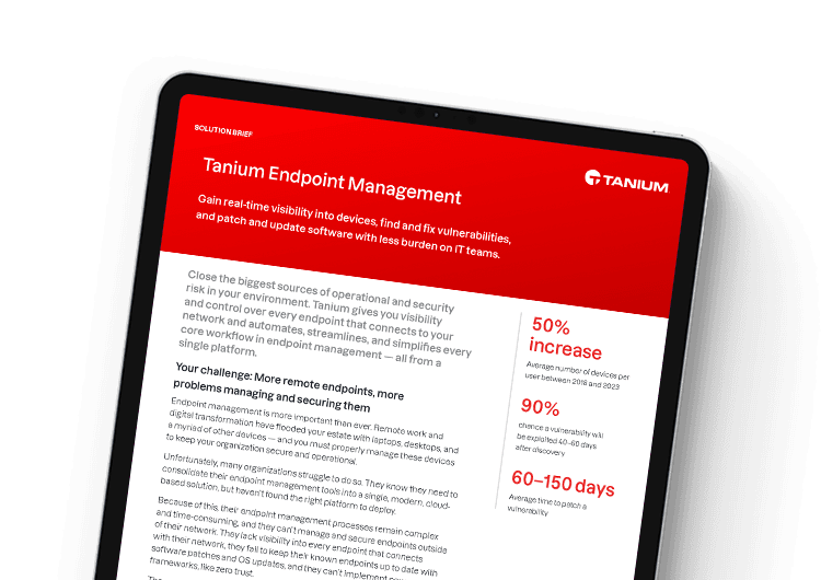 Mobile featured image. Tanium Endpoint Management solution brief