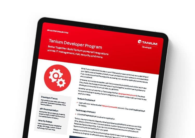 Mobile featured image. Tanium Developer Program data sheet