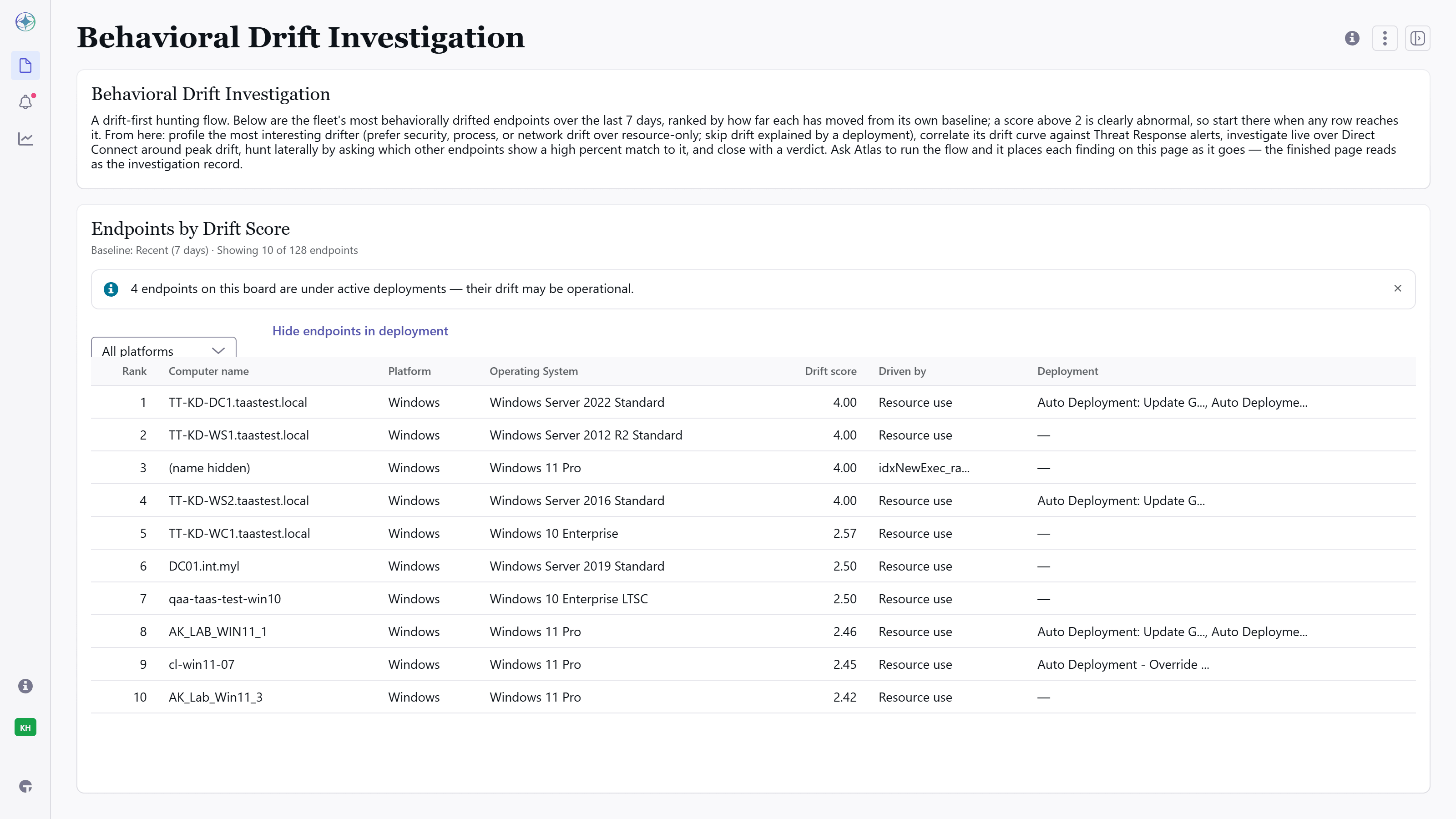 Tanium console dashboard with overdue KEV findings by severity, top overdue CVEs, and attack surface discovery summary