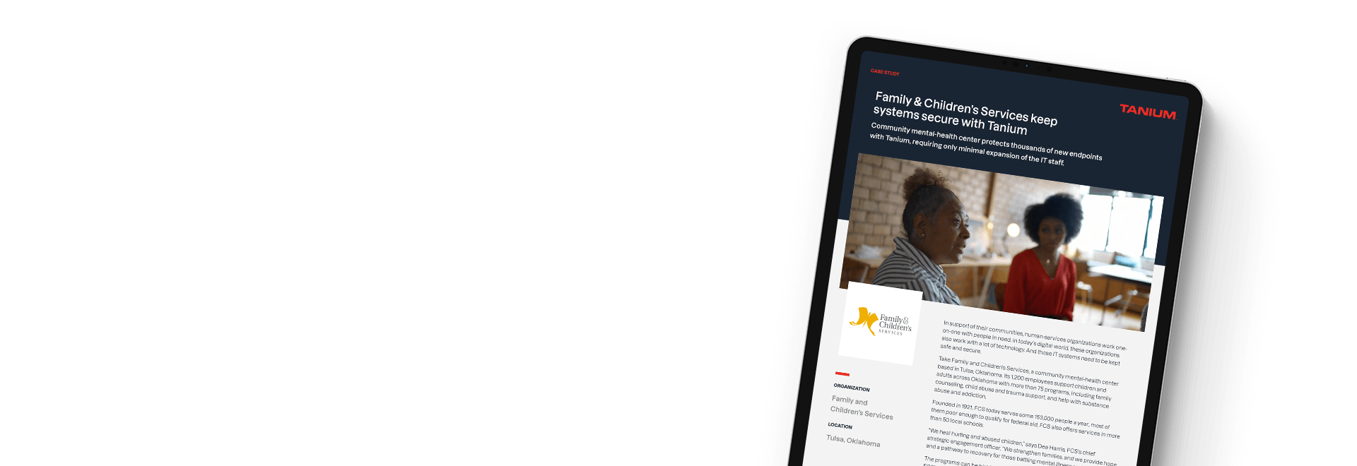 Family & Children's Services case study about security with Tanium