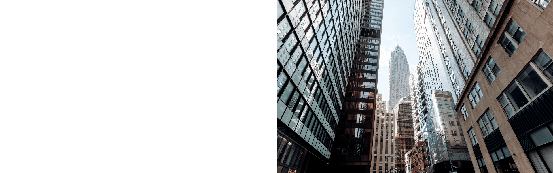 Financial services buildings and skyline