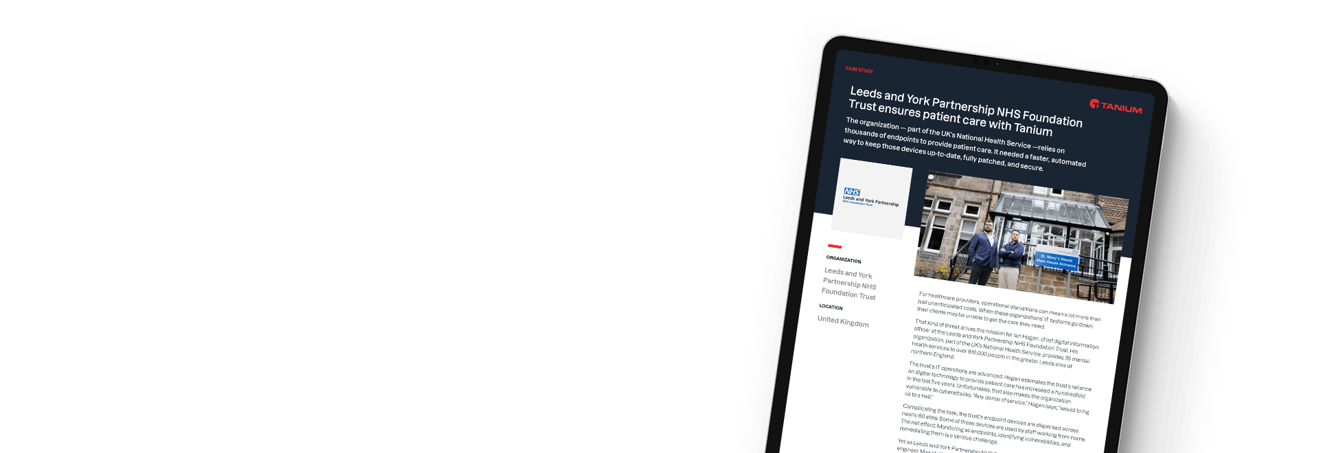 Leeds and York Partnership NHS Foundation Trust case study on tablet