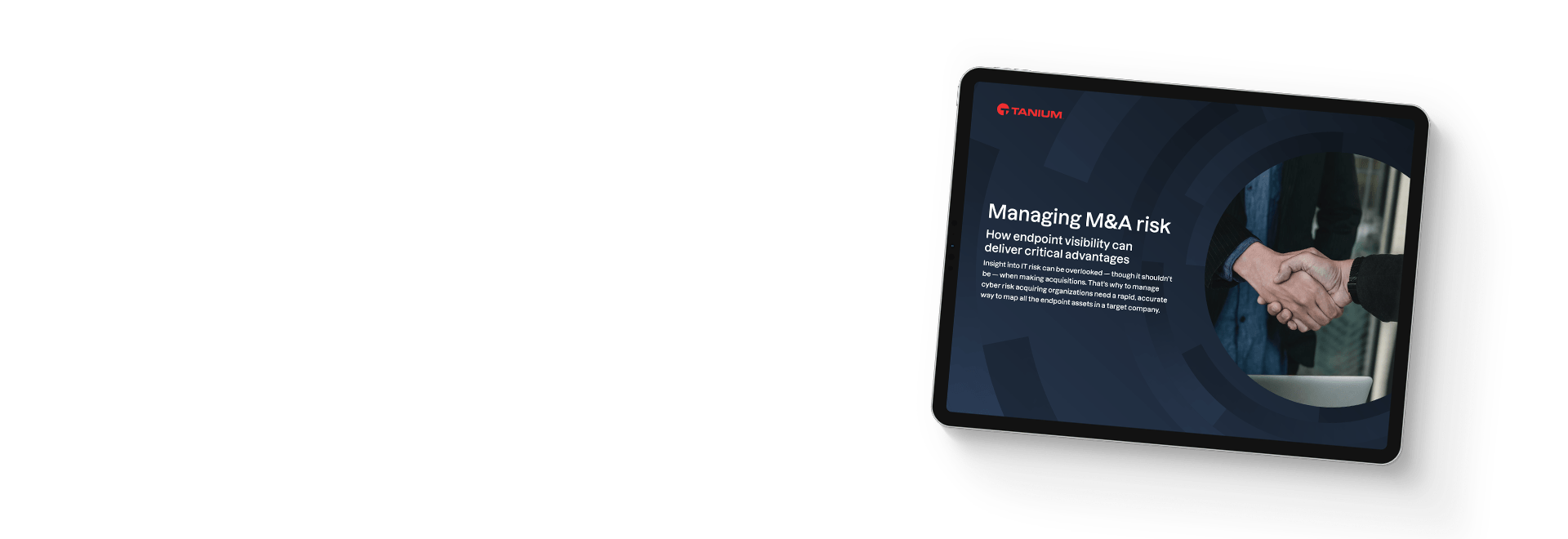 Tablet showing Managing M&A risk ebook brief