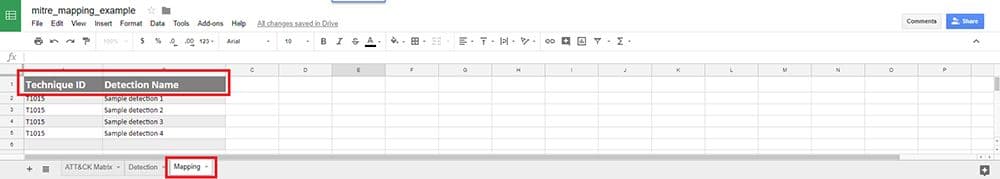 Figure 3: ATT&CK Matrix for Enterprise techniques to Tanium detection mapping template