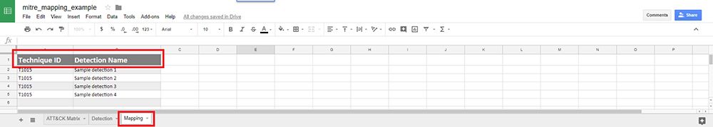 Figure 3: ATT&CK Matrix for Enterprise techniques to Tanium detection mapping template