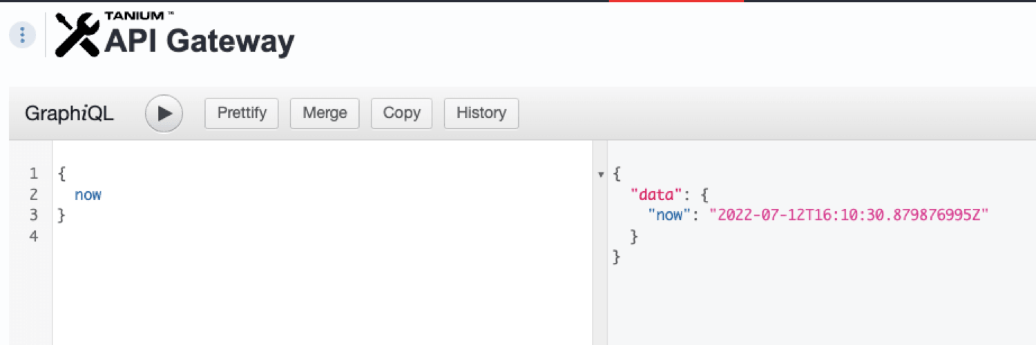 Screenshot 3: Doing a simple graphQL query in the Tanium Console