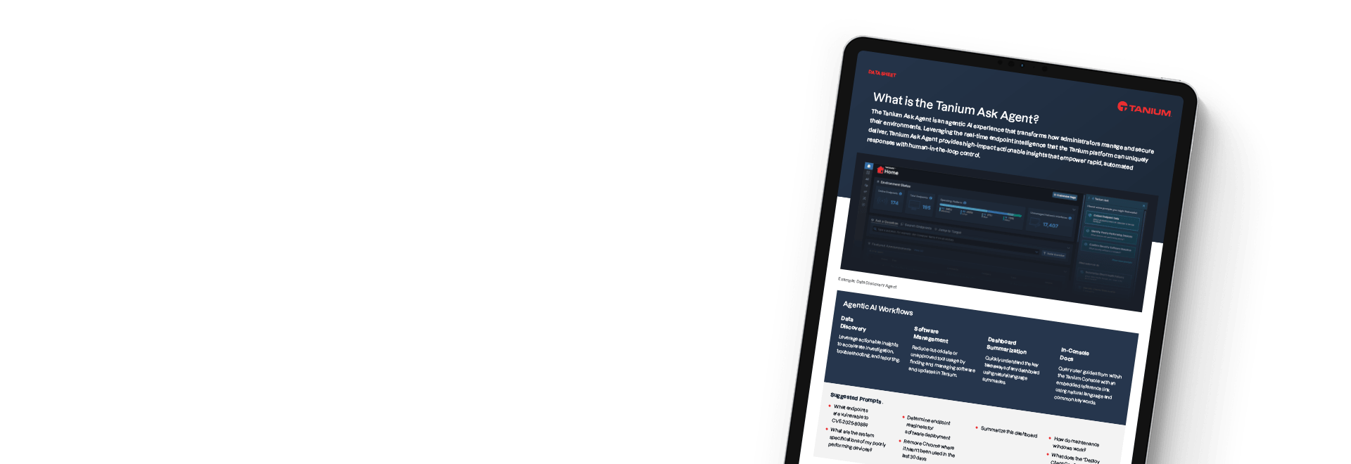Tanium Ask Agent datasheet on tablet