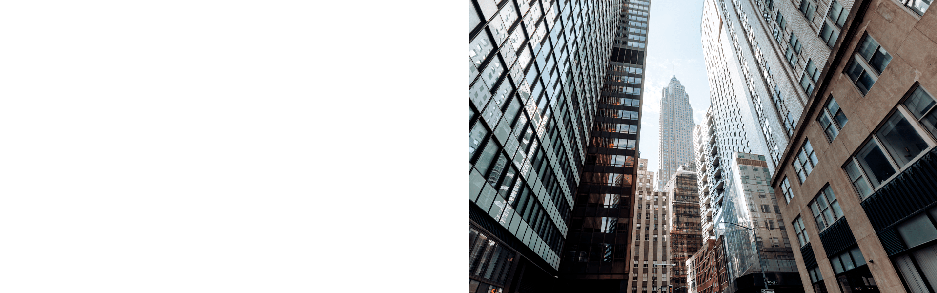 Financial services buildings and skyline